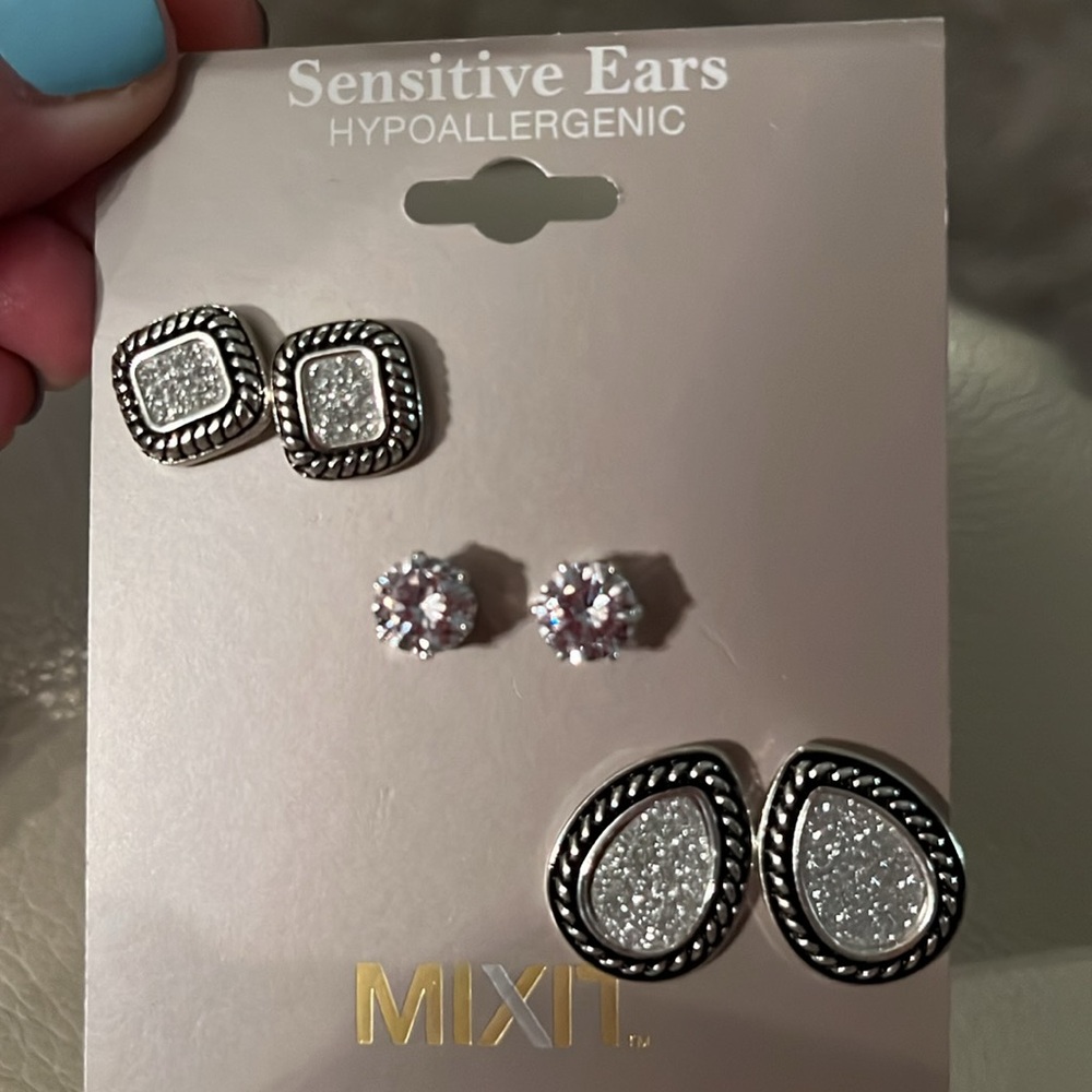 Mix it pierced earrings. Great set. New! Three pair.